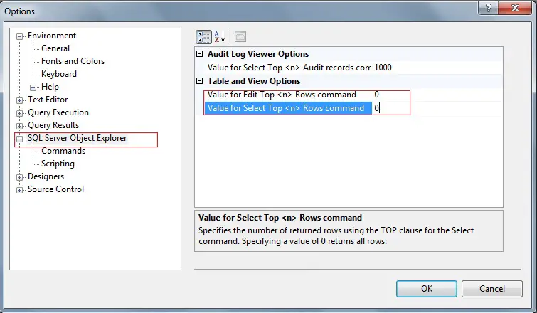 SQL Server – Change Edit Top 200 Rows and Select Top 1000 Rows to Select/Edit All