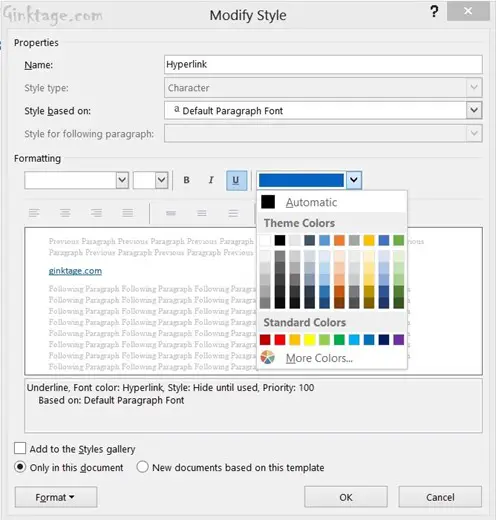 change theme colors word 2013