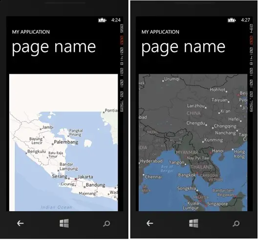 How to Adjust the Map Control for Low Light Conditions in Windows Phone 8 App?