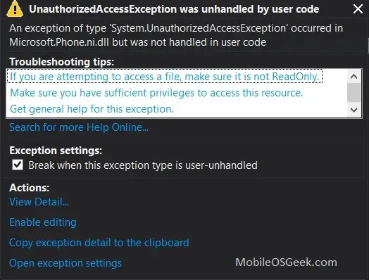 UnauthorizedAccessException when trying to get the Unique DeviceID in Windows Phone