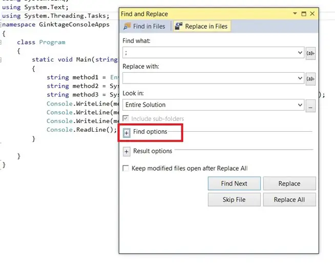 Visual Studio 2013 Tips & Tricks - Regular Expression in Find and Replace  Dialog