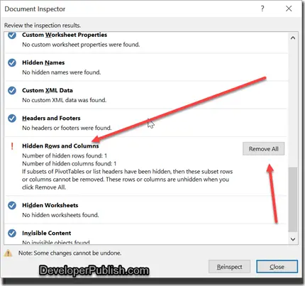 where is the document inspector in excel 2016