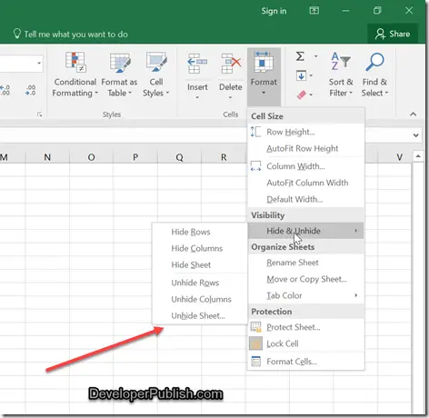 excel 2016 show developer tab