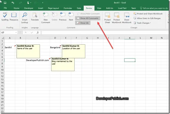 excel for mac show comments on hover