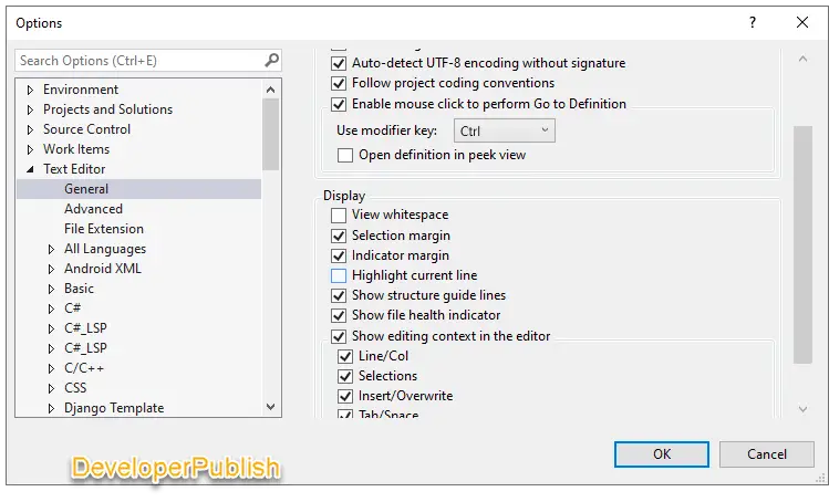 How to disable highlighting of current line in Visual Studio ?