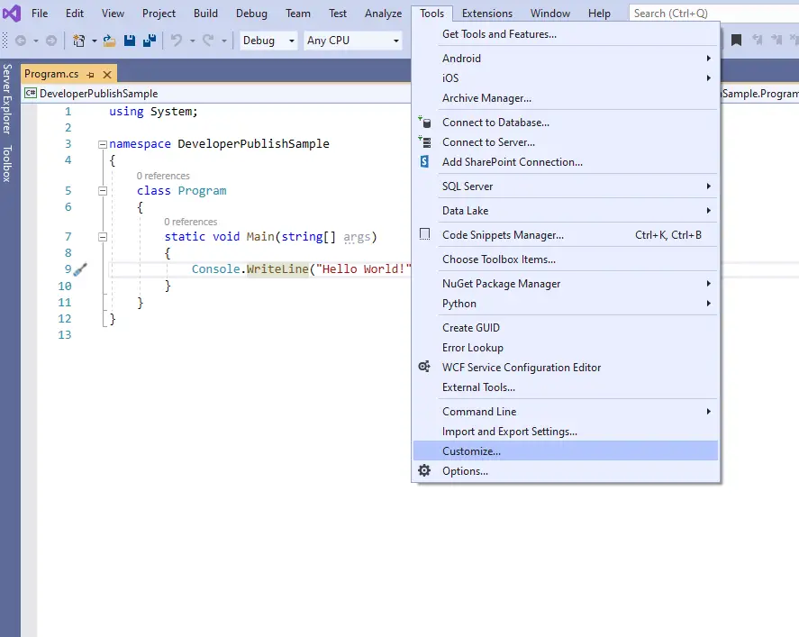 How to disable highlighting of current line in Visual Studio ?