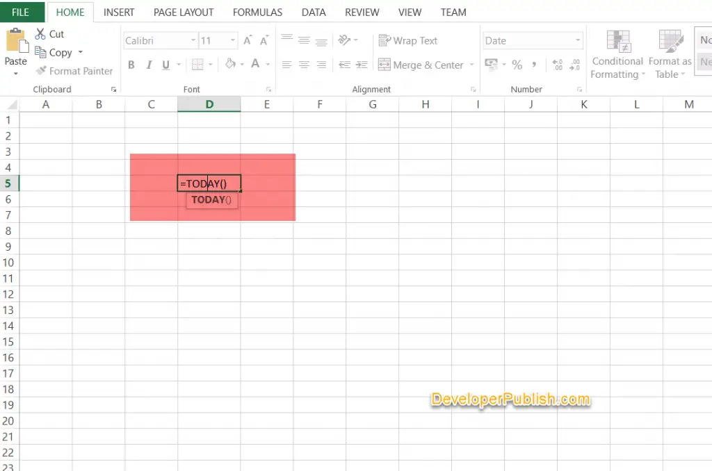 insert current date in excel 2007