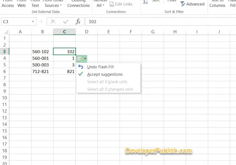 Flash Fill in Excel - Examples , Features & Limitations