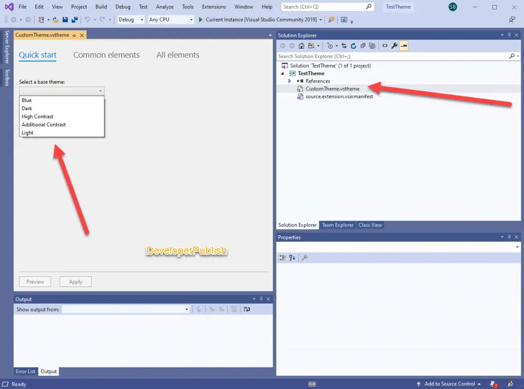 Using Base Theme in Visual Studio to modify