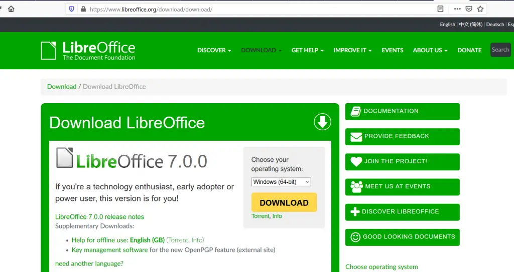 Download LibreOffice 7.0