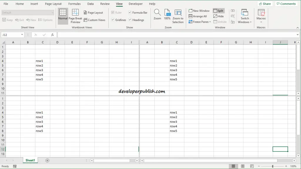 How to split worksheets in Microsoft Excel?
