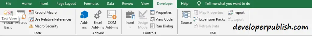 Developer tab in Microsoft Excel