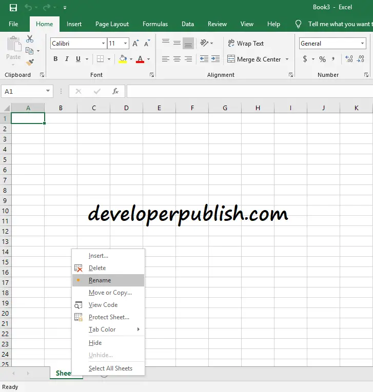 How to insert or delete or rename a worksheet in Microsoft Excel?