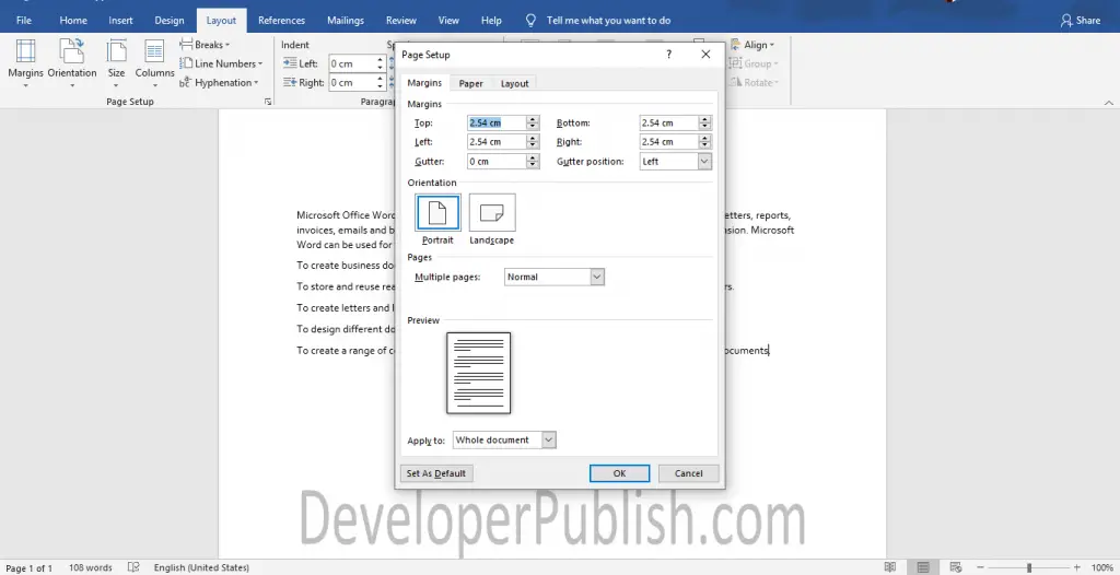 How to Change Margins in Word document?