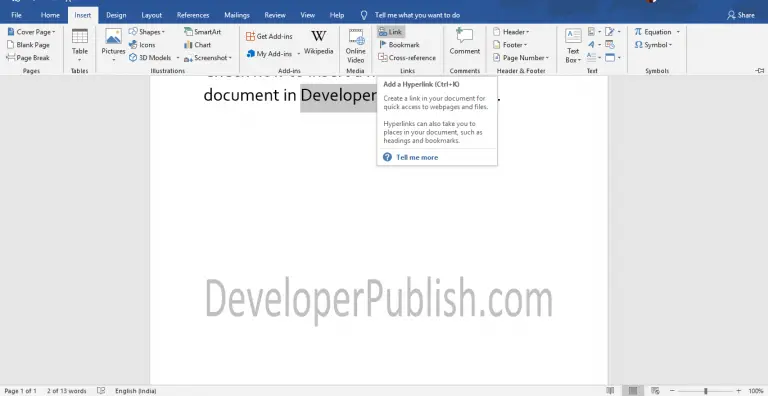 How To Insert Hyperlinks In Word? - Developer Publish