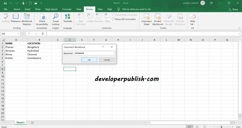 Protect Workbook with Password in Microsoft Excel