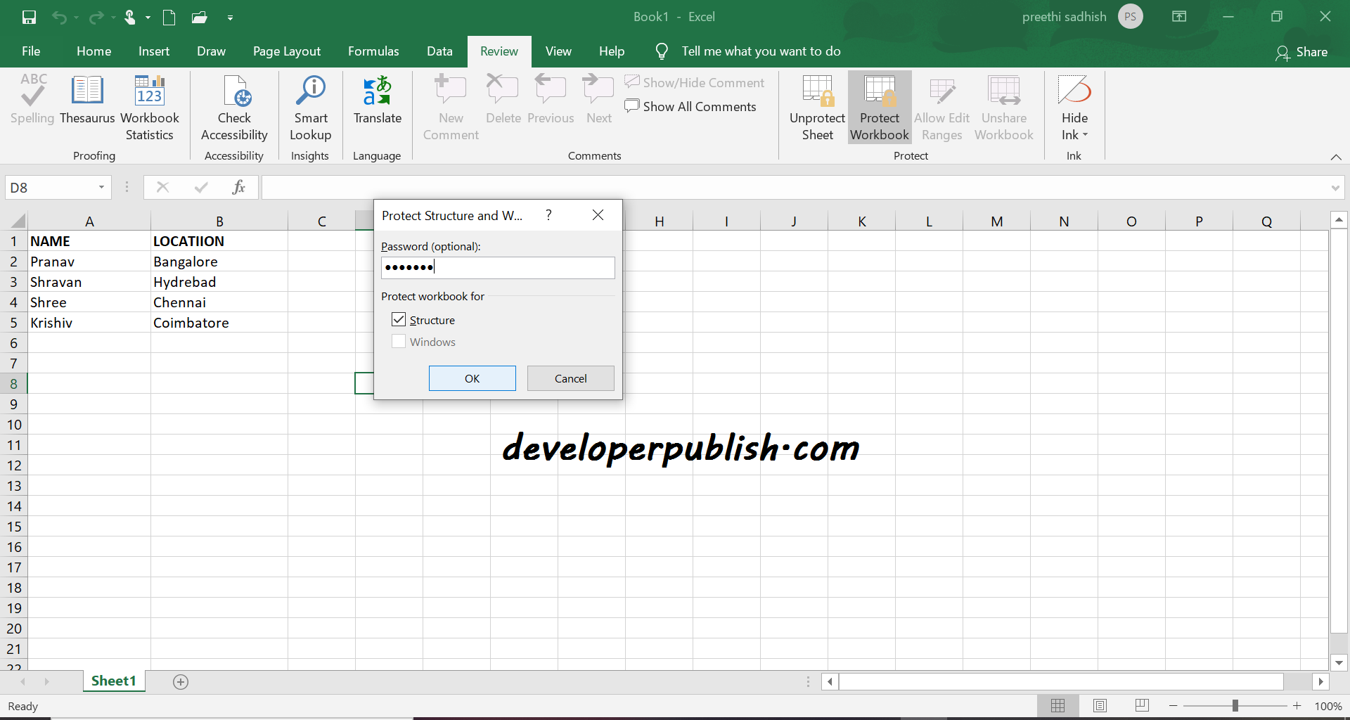 how to put password on excel file 2016