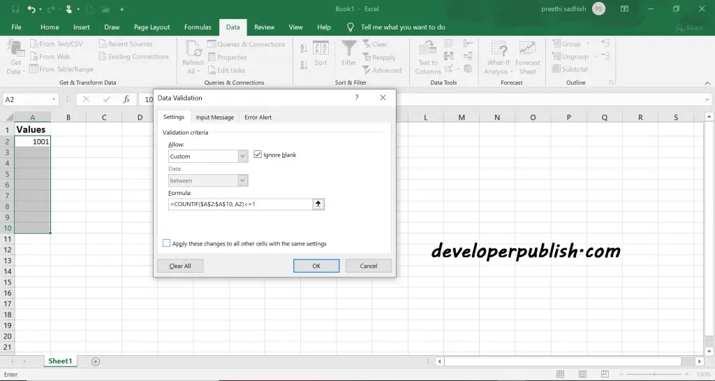 Prevent Duplicate Entries in Microsoft Excel