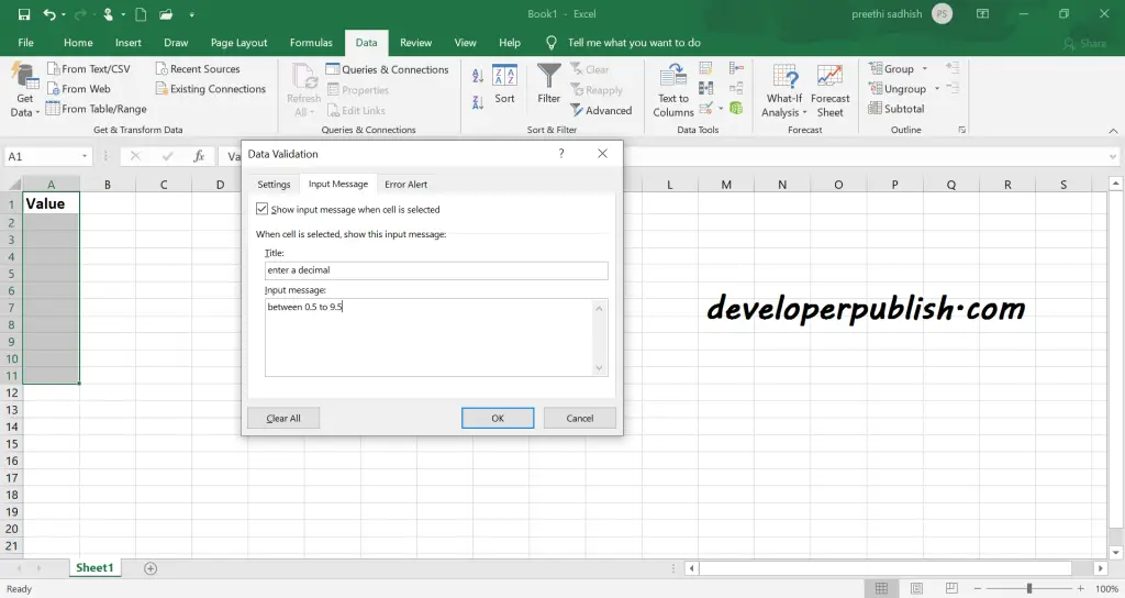 Data Validation in Microsoft Excel