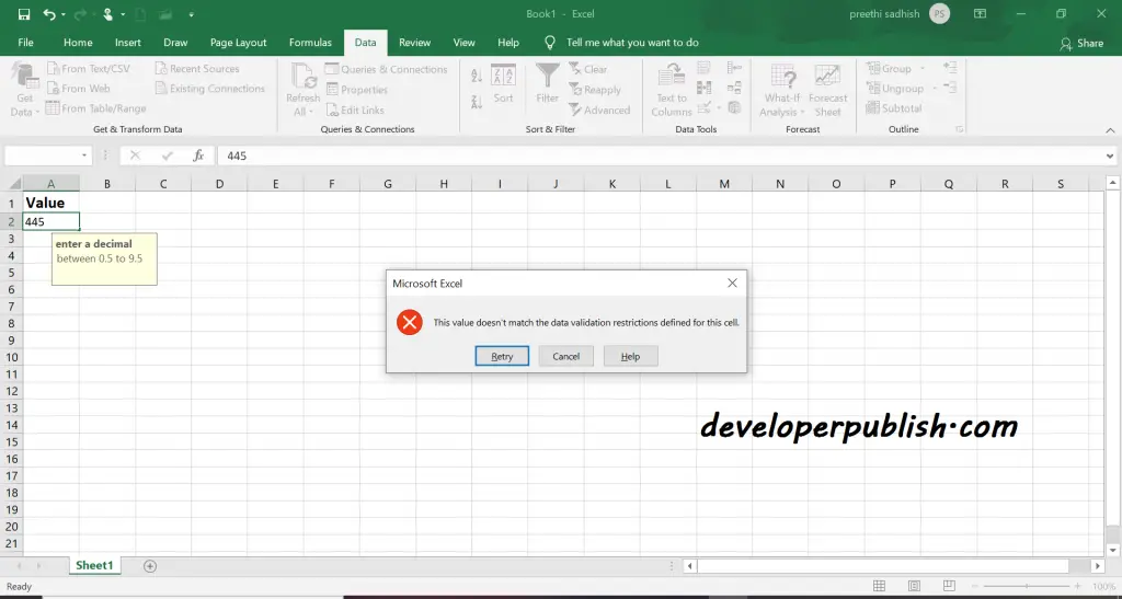 Data Validation in Microsoft Excel