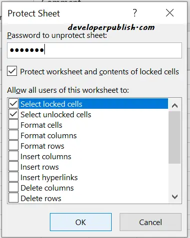 Protect Sheet in Microsoft Excel