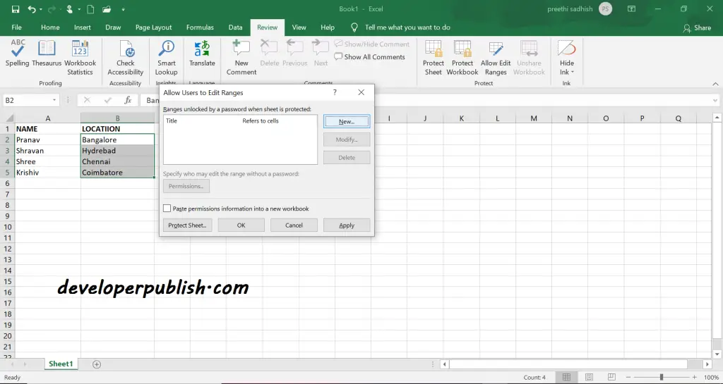 Protect Sheet in Microsoft Excel