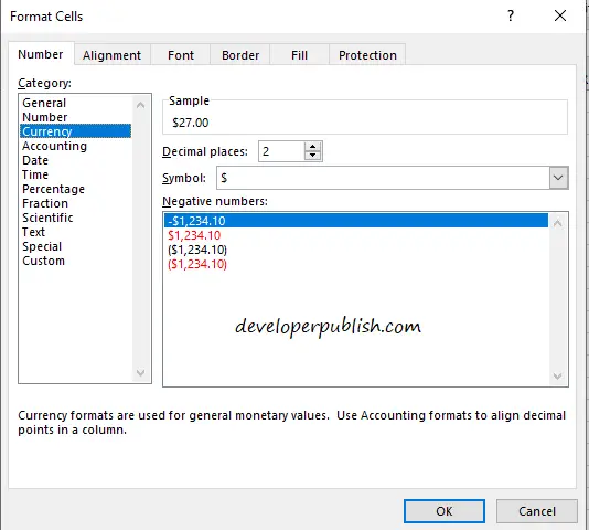 Currency vs Accounting Format in Excel