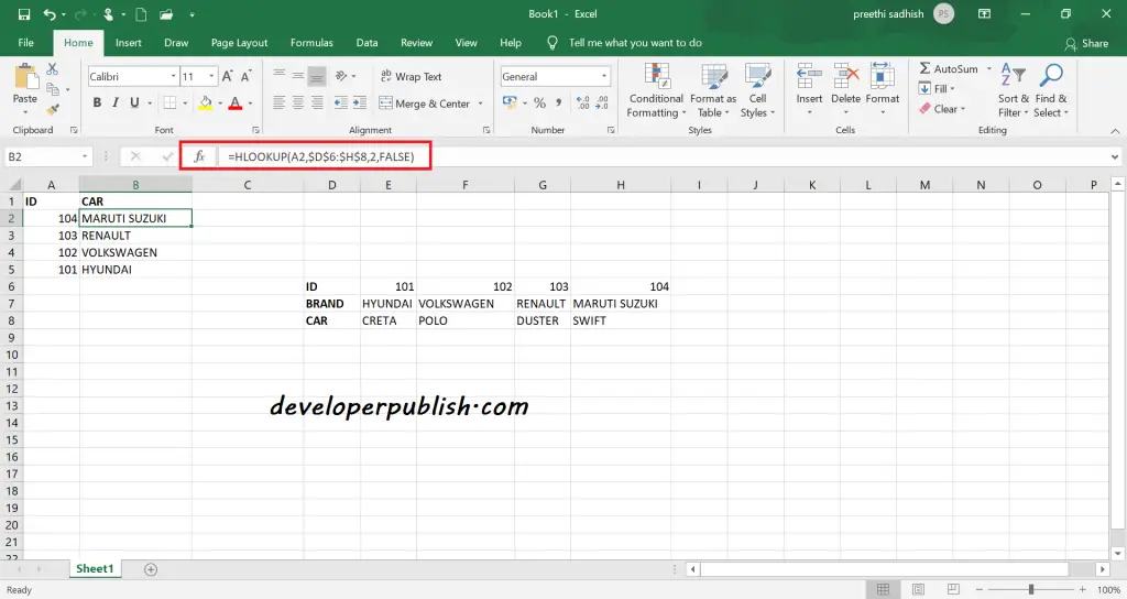 HLOOKUP Lookup and Reference Functions in Microsoft Excel