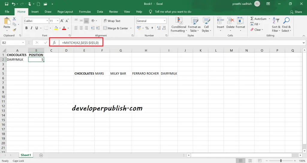 MATCH Lookup and Reference Functions in Microsoft Excel