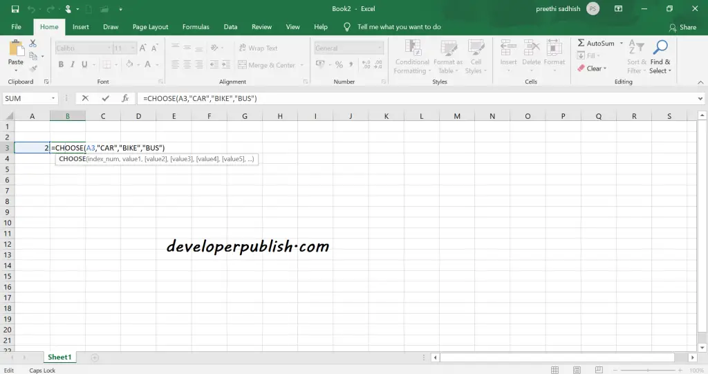 CHOOSE Lookup and Reference Functions in Microsoft Excel