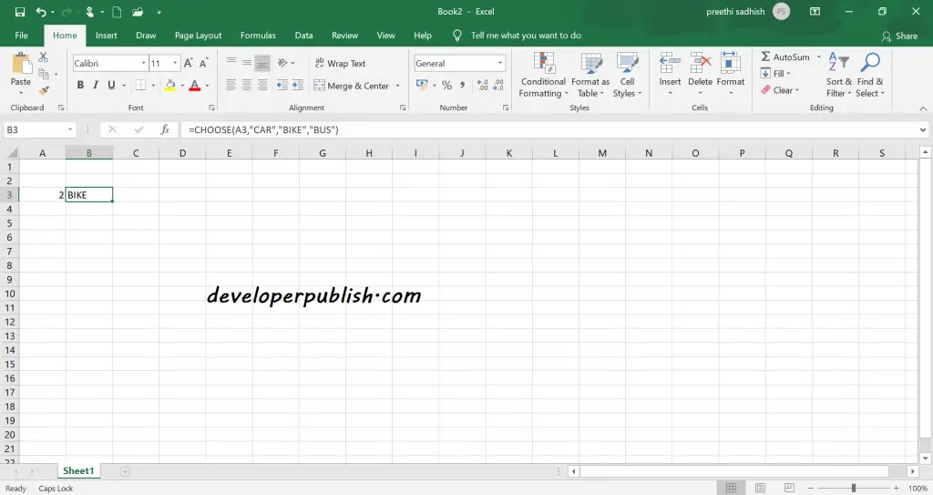 CHOOSE Lookup and Reference Functions in Microsoft Excel