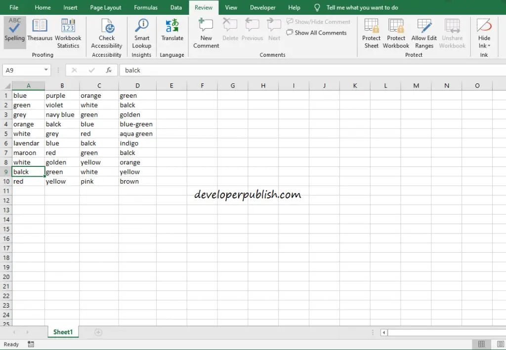 How to use Spell check in Microsoft Excel?