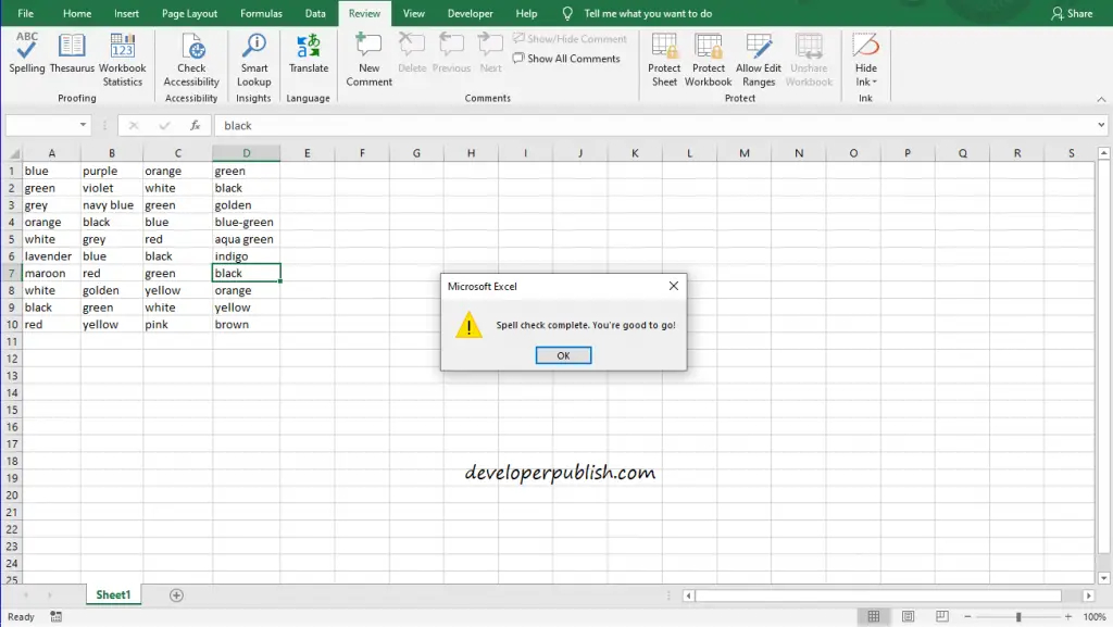 How to use Spell check in Microsoft Excel?