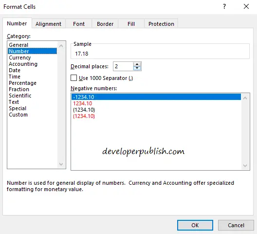 Decimal places in Microsoft Excel