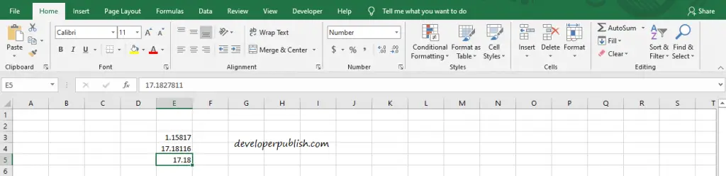 Decimal places in Microsoft Excel
