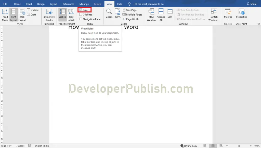 how to always show ruler in word