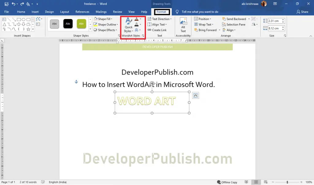 how to insert word art in microsoft 365 online