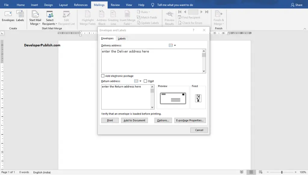 How to Print an Envelope in Word?