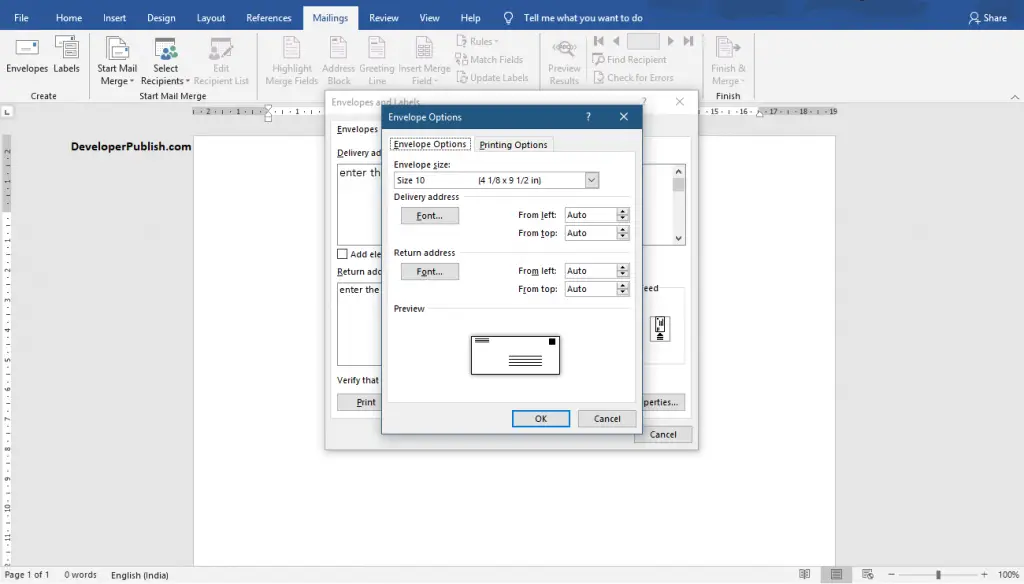 How to Print an Envelope in Word? - Developer Publish