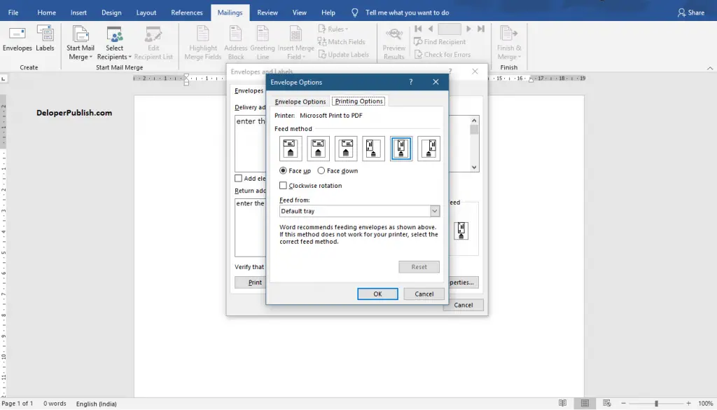 How to Print an Envelope in Word? - Developer Publish