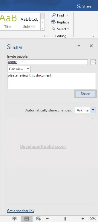 How to Share Document in Microsoft Word?