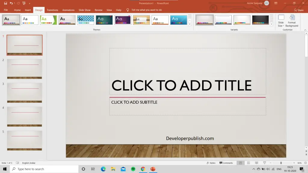 How to Change the page orientation in PowerPoint ?