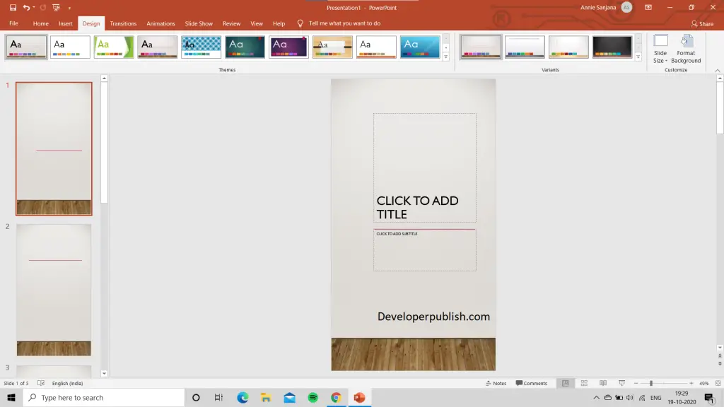 How to Change the page orientation in PowerPoint ?