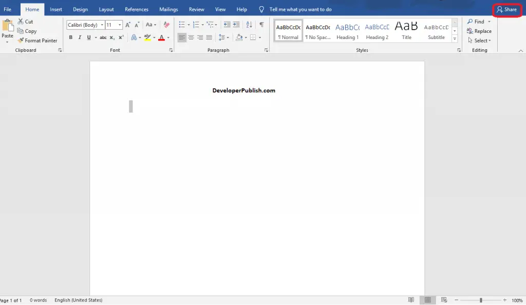 How to Share a document in Microsoft Word ?