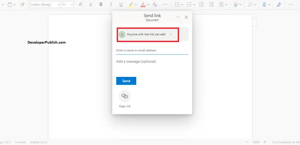 How to Share a document in Microsoft Word ?