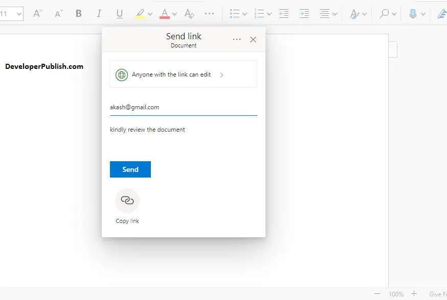 How to Share a document in Microsoft Word ?