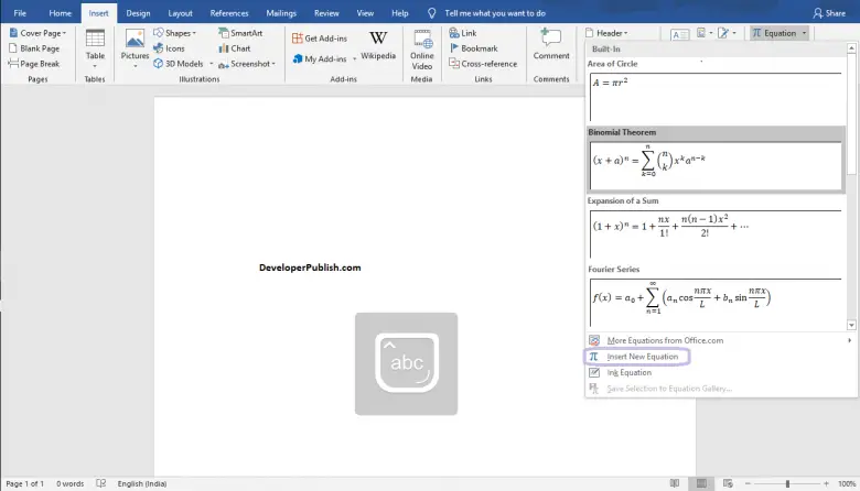 Write An Equation Or Formula In Word Word Tutorials