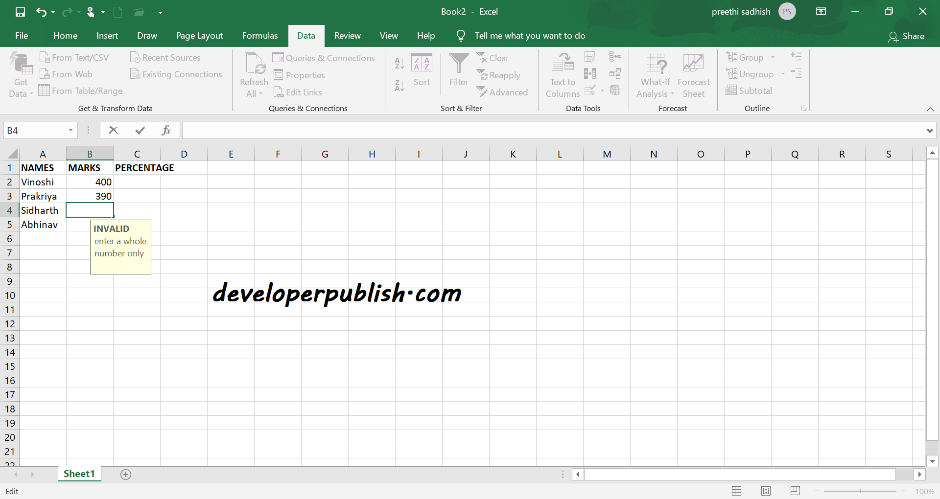 Restrict Data to Number or Decimal in Microsoft Excel