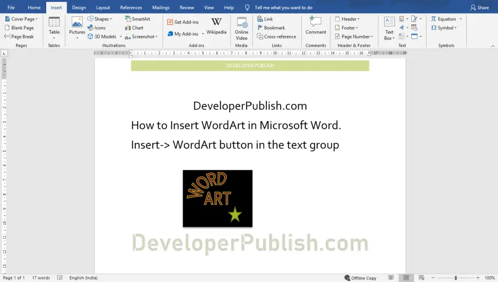 how to add word art in word