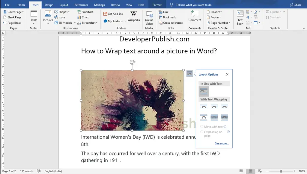 How to Wrap text around a Picture in Word?